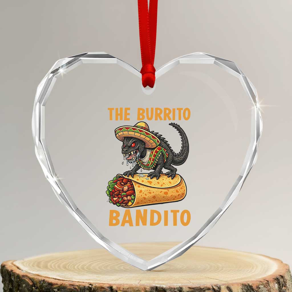 Funny Cinco De Mayo Chupacabra Heart Crystal Glass Ornament The Burrito Bandito