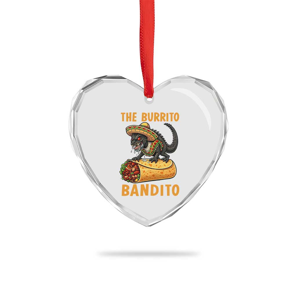 Funny Cinco De Mayo Chupacabra Heart Crystal Glass Ornament The Burrito Bandito