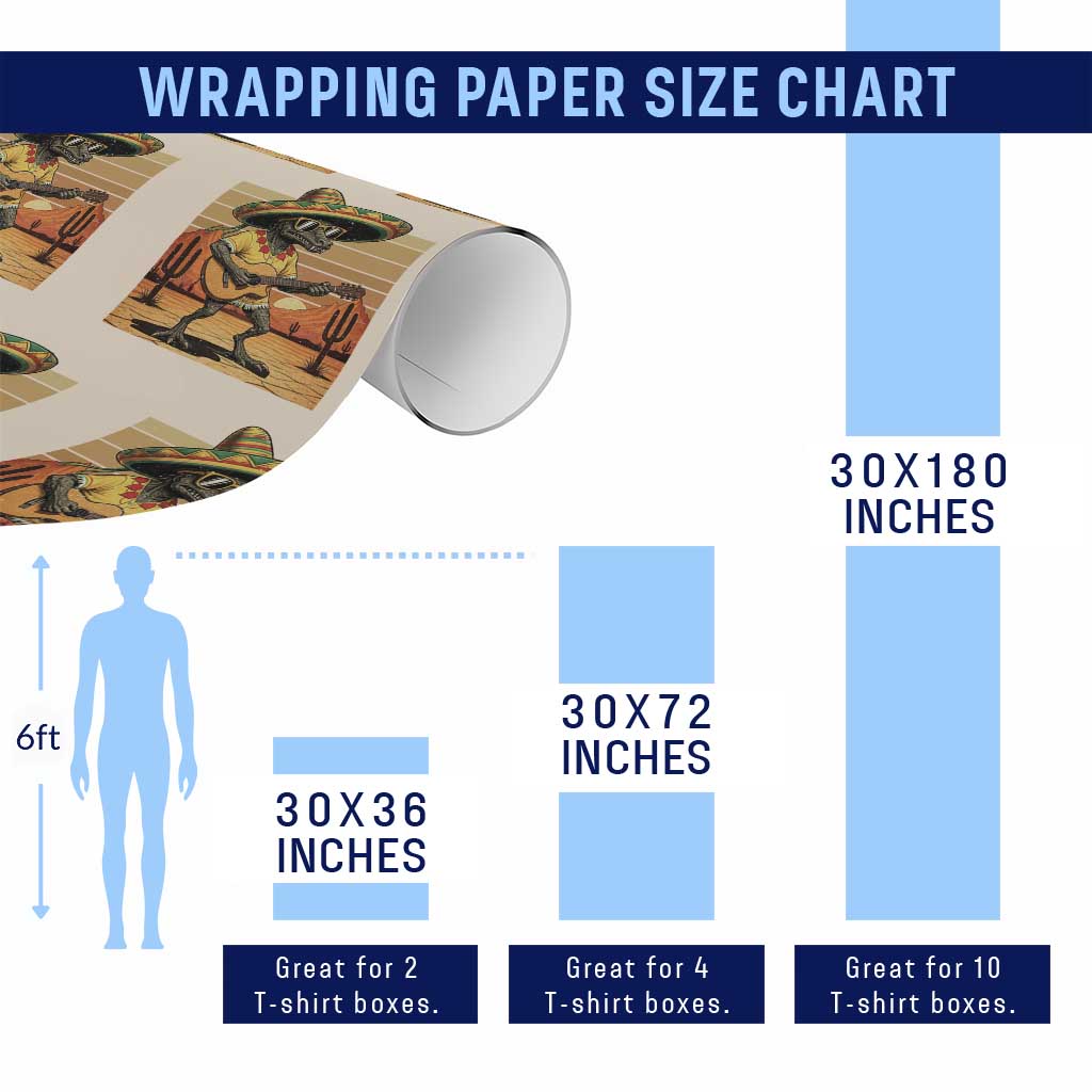 Funny Cinco De Mayo Chupacabra Wrapping Paper Roll Guitar Fiesta Gift