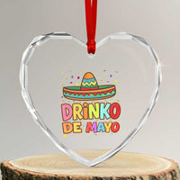 Funny Cinco De Mayo Day Drinking Fiesta Party Heart Crystal Glass Ornament Drinko De Mayo