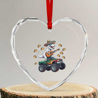 Funny Cinco De Mayo Dinosaur Monster Truck Heart Crystal Glass Ornament Taco Lover Gift
