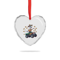 Funny Cinco De Mayo Dinosaur Monster Truck Heart Crystal Glass Ornament Taco Lover Gift