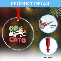 Funny Cinco De Mayo Drunk Cat Crystal Glass Ornament Oh My Gato
