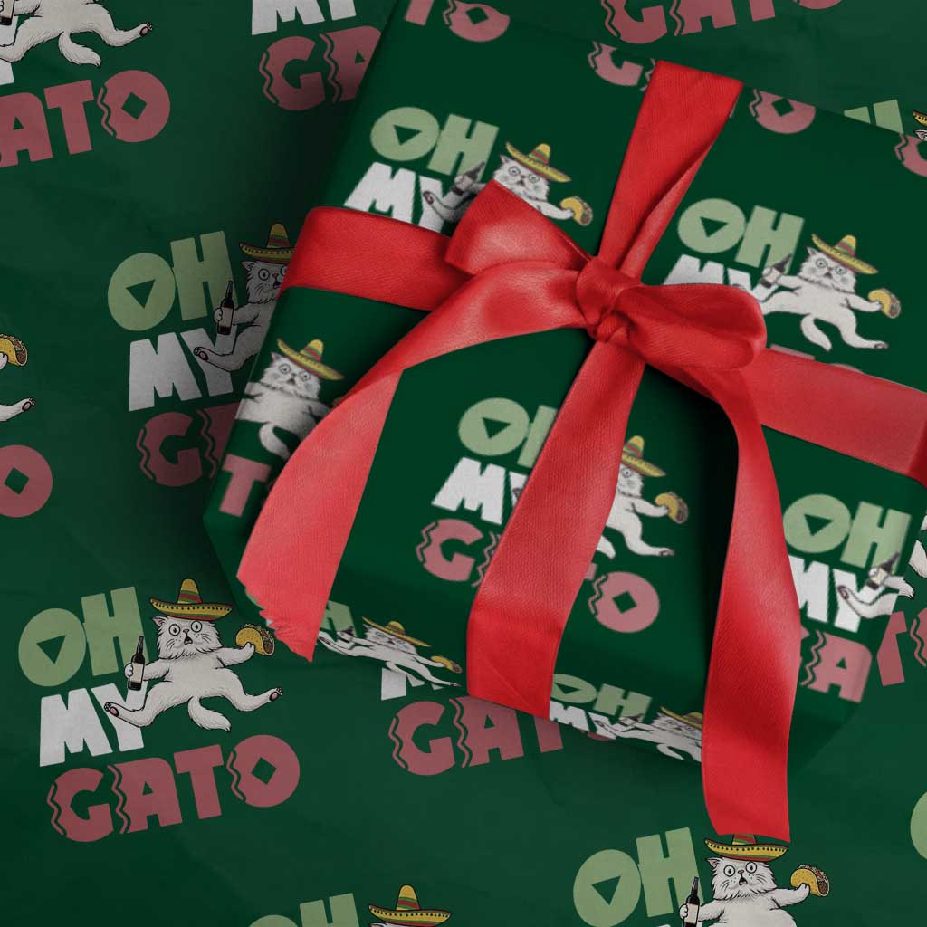 Funny Cinco De Mayo Drunk Cat Wrapping Paper Roll Oh My Gato