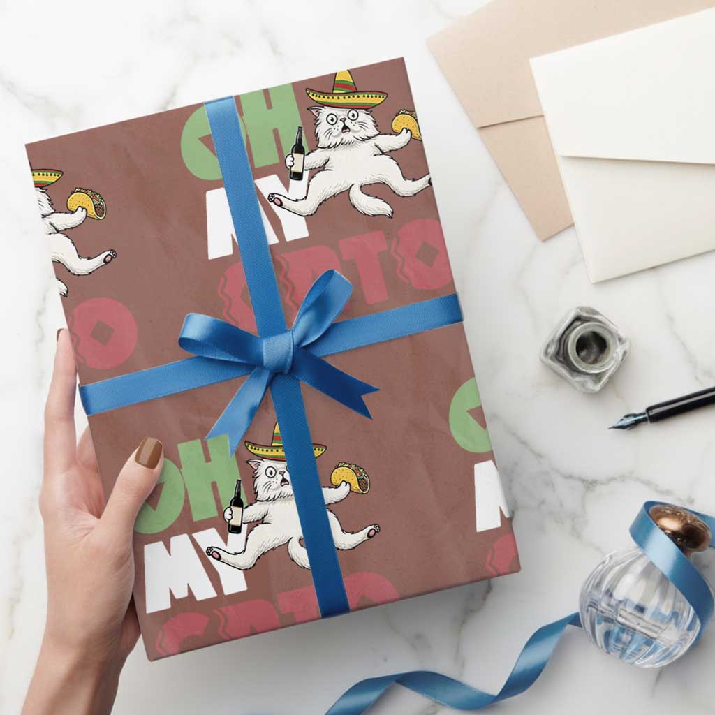 Funny Cinco De Mayo Drunk Cat Wrapping Paper Roll Oh My Gato