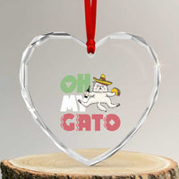 Funny Cinco De Mayo Drunk Cat Heart Crystal Glass Ornament Oh My Gato