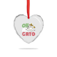 Funny Cinco De Mayo Drunk Cat Heart Crystal Glass Ornament Oh My Gato