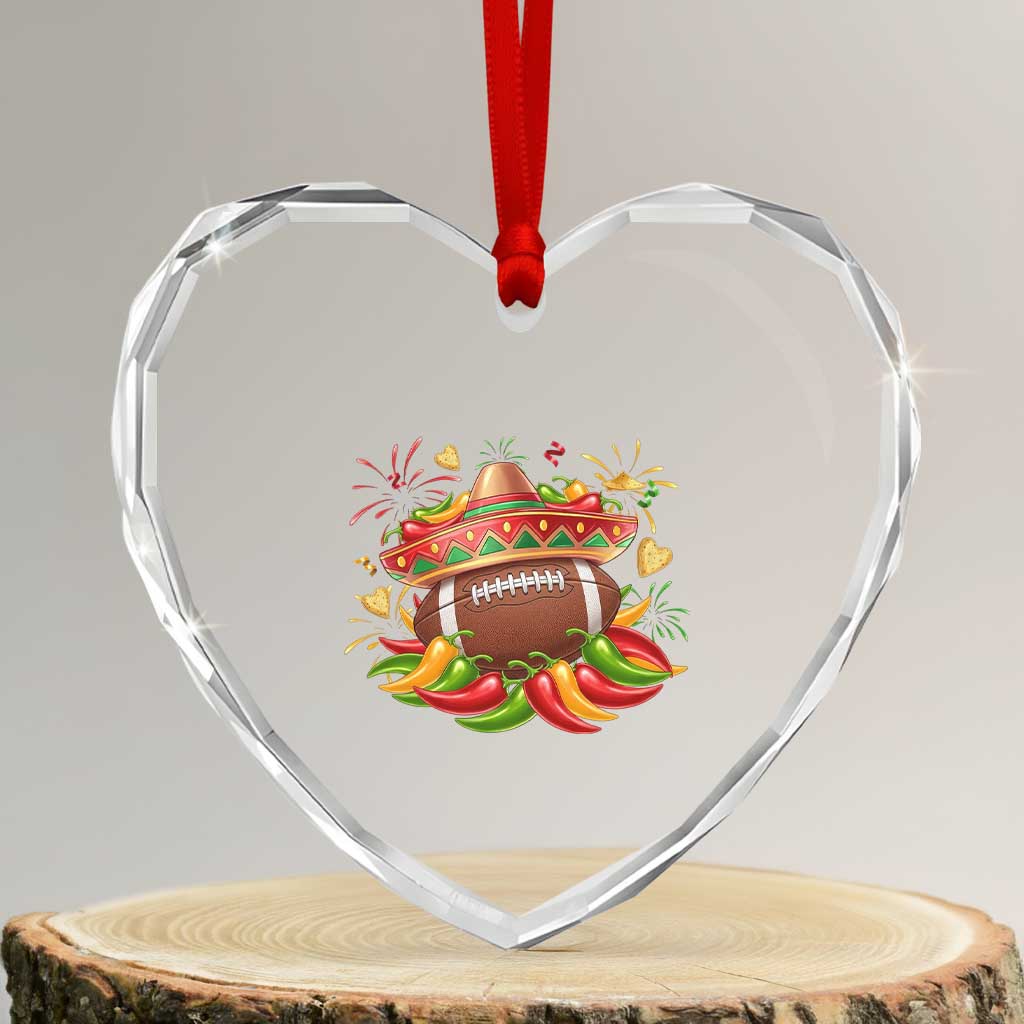 Funny Cinco De Mayo Football Heart Crystal Glass Ornament Mexican Fiesta Party