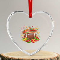 Funny Cinco De Mayo Football Heart Crystal Glass Ornament Mexican Fiesta Party