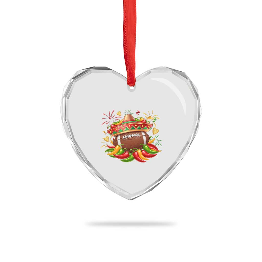 Funny Cinco De Mayo Football Heart Crystal Glass Ornament Mexican Fiesta Party