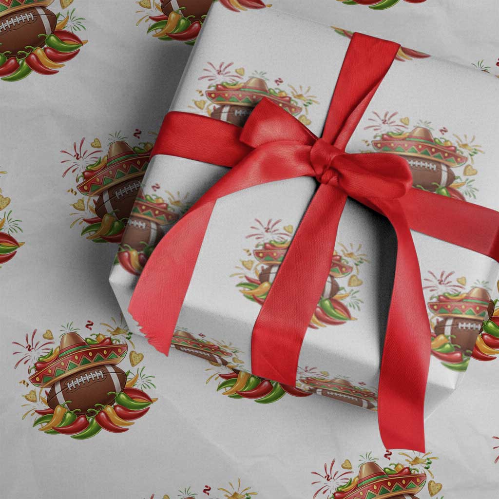 Funny Cinco De Mayo Football Wrapping Paper Roll Mexican Fiesta Party