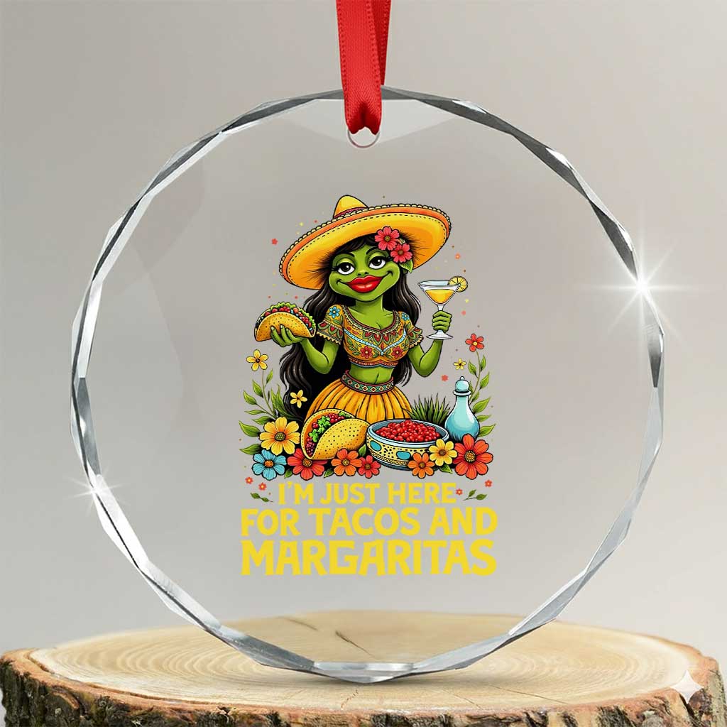 Funny Cinco De Mayo Frog Crystal Glass Ornament Just Here For Tacos And Margaritas