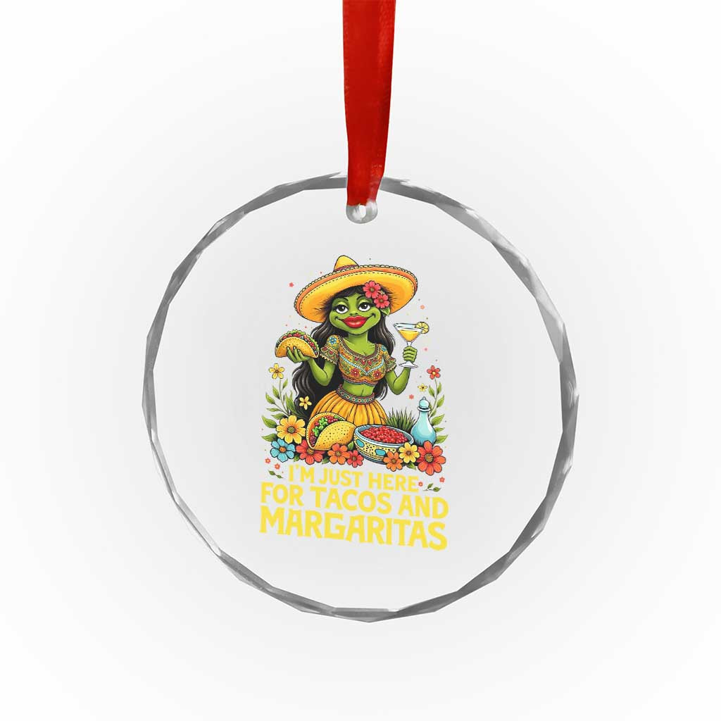 Funny Cinco De Mayo Frog Crystal Glass Ornament Just Here For Tacos And Margaritas