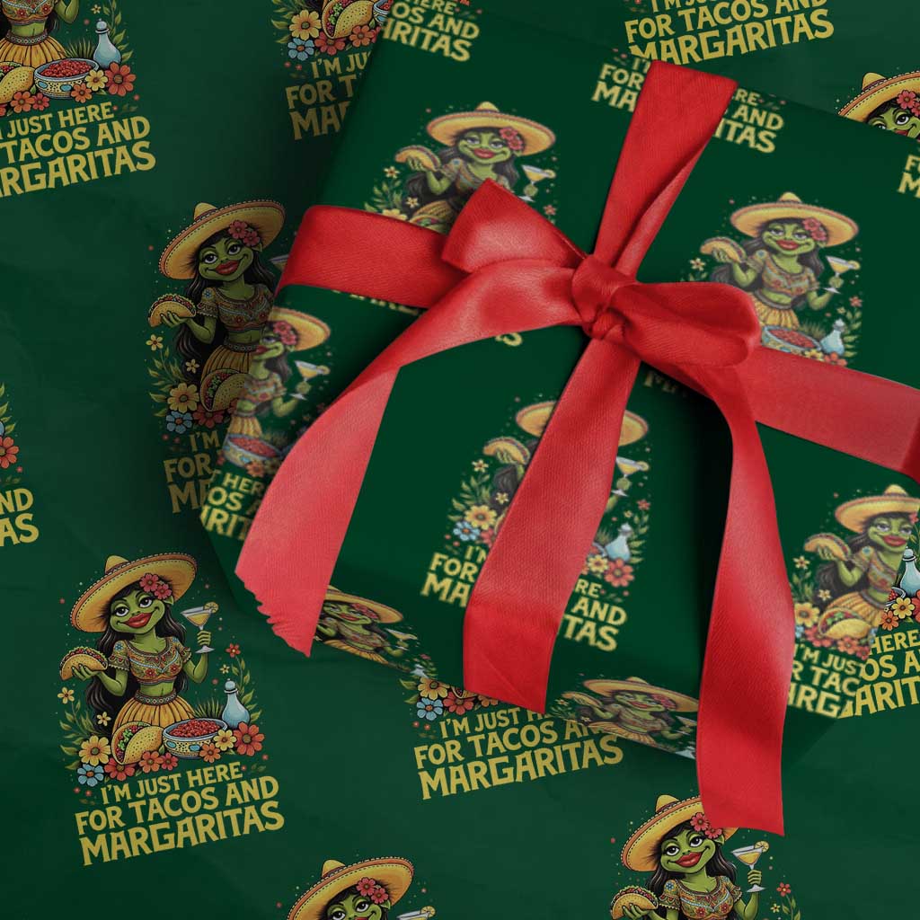 Funny Cinco De Mayo Frog Wrapping Paper Roll Just Here For Tacos And Margaritas