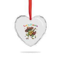Funny Cinco De Mayo Frog Playing Guitar Heart Crystal Glass Ornament Lets Fiesta