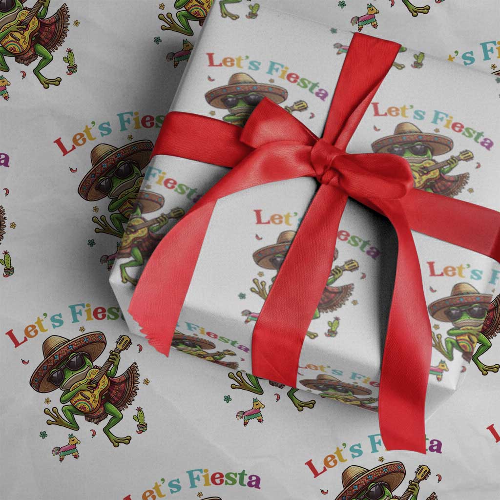 Funny Cinco De Mayo Frog Playing Guitar Wrapping Paper Roll Lets Fiesta