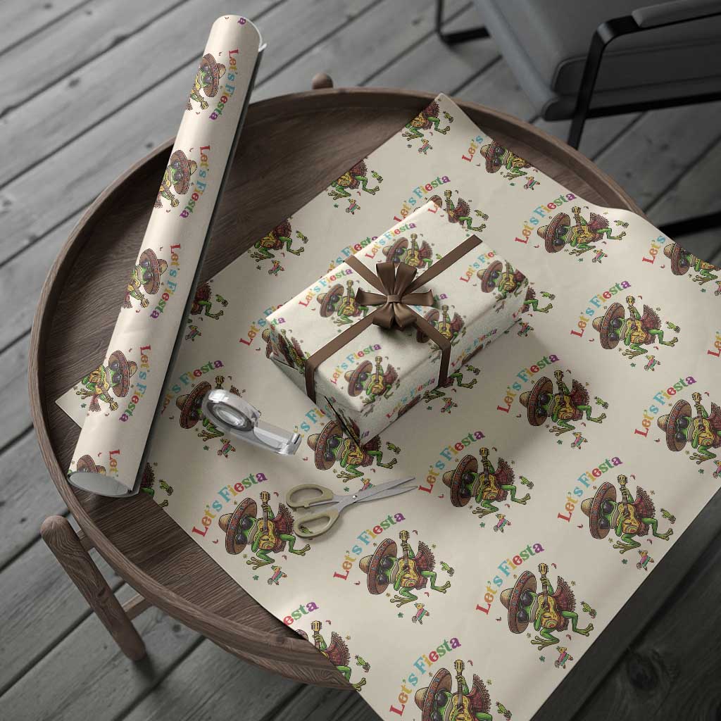Funny Cinco De Mayo Frog Playing Guitar Wrapping Paper Roll Lets Fiesta