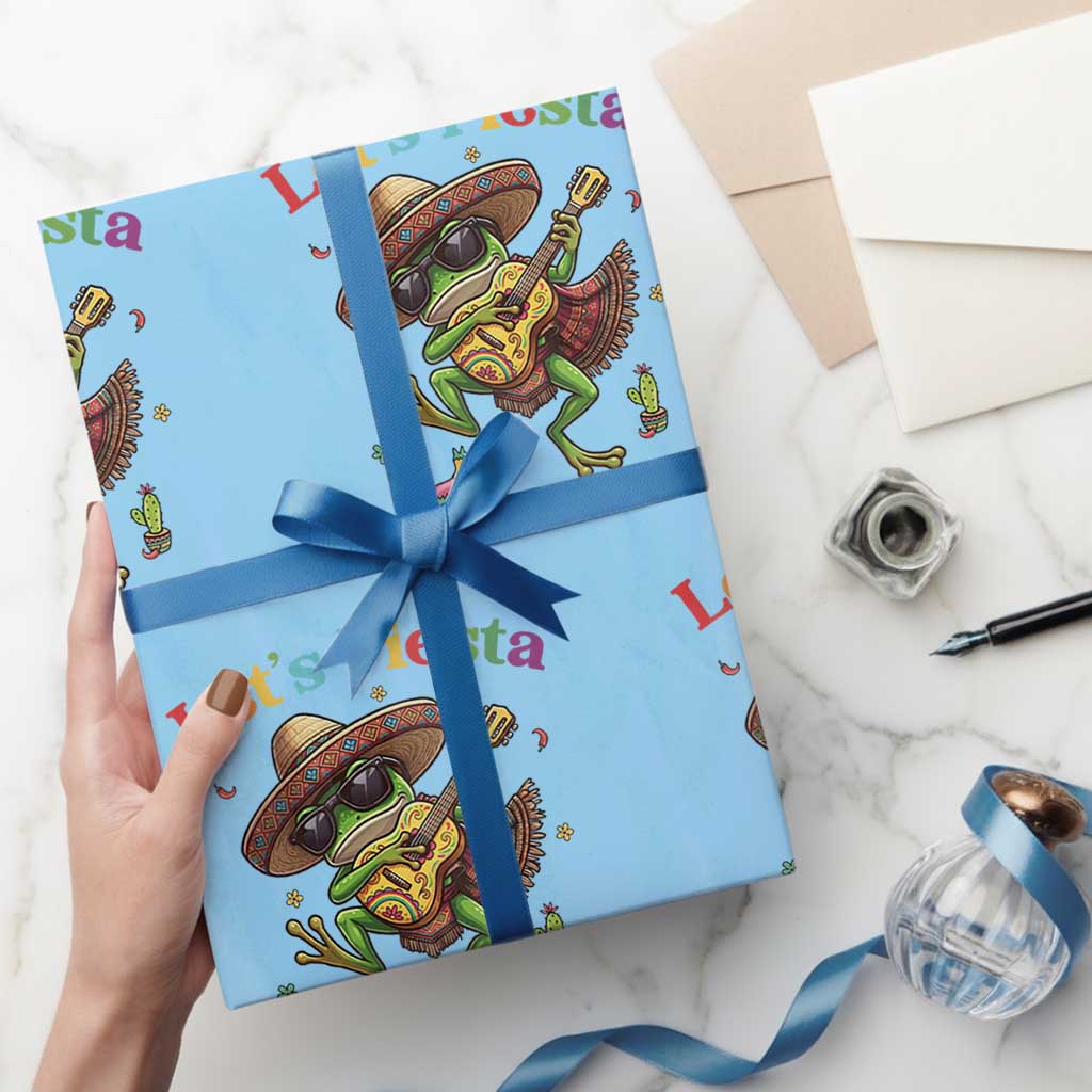 Funny Cinco De Mayo Frog Playing Guitar Wrapping Paper Roll Lets Fiesta