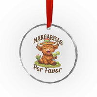 Funny Cinco De Mayo Highland Cow Crystal Glass Ornament Margaritas Por Favor