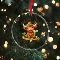 Funny Cinco De Mayo Highland Cow Crystal Glass Ornament Margaritas Por Favor