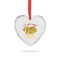 Funny Cinco De Mayo Just Here For The Tacos Heart Crystal Glass Ornament Taco Lover Gift