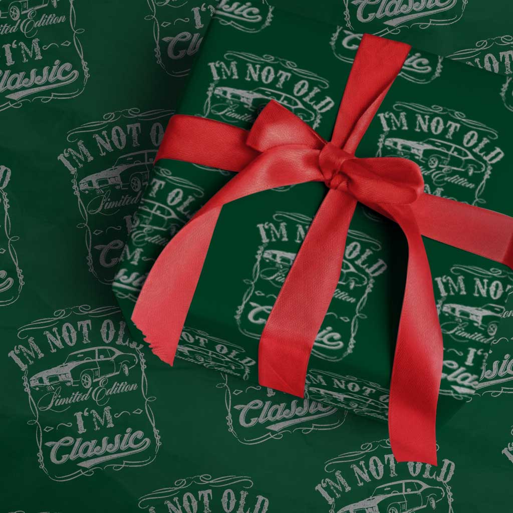 Funny Classic Car Guy Wrapping Paper Roll Vintage I'm Not Old I'm Classic