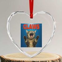 Funny Claws Cat Heart Crystal Glass Ornament Horror Movie Parody - Wonder Print Shop