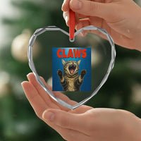 Funny Claws Cat Heart Crystal Glass Ornament Horror Movie Parody - Wonder Print Shop