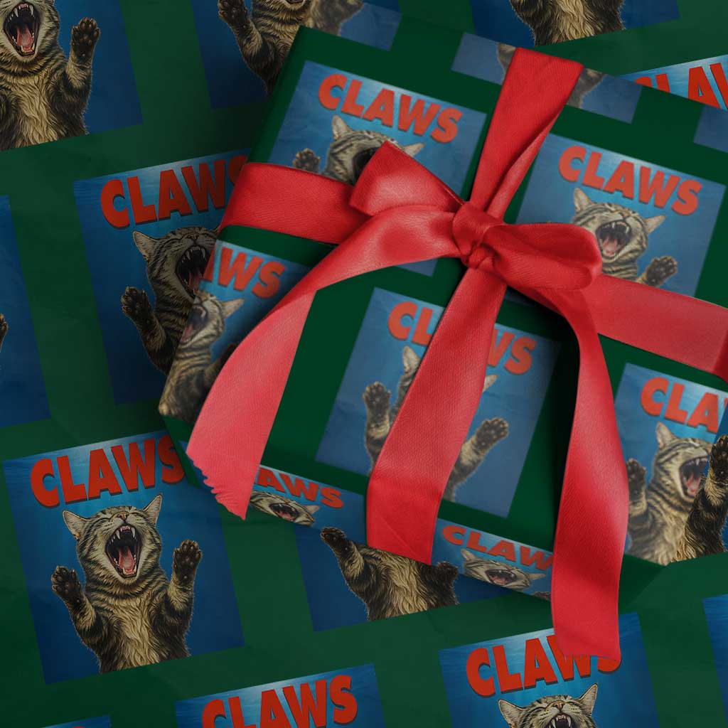 Funny Claws Cat Wrapping Paper Roll Horror Movie Parody - Wonder Print Shop