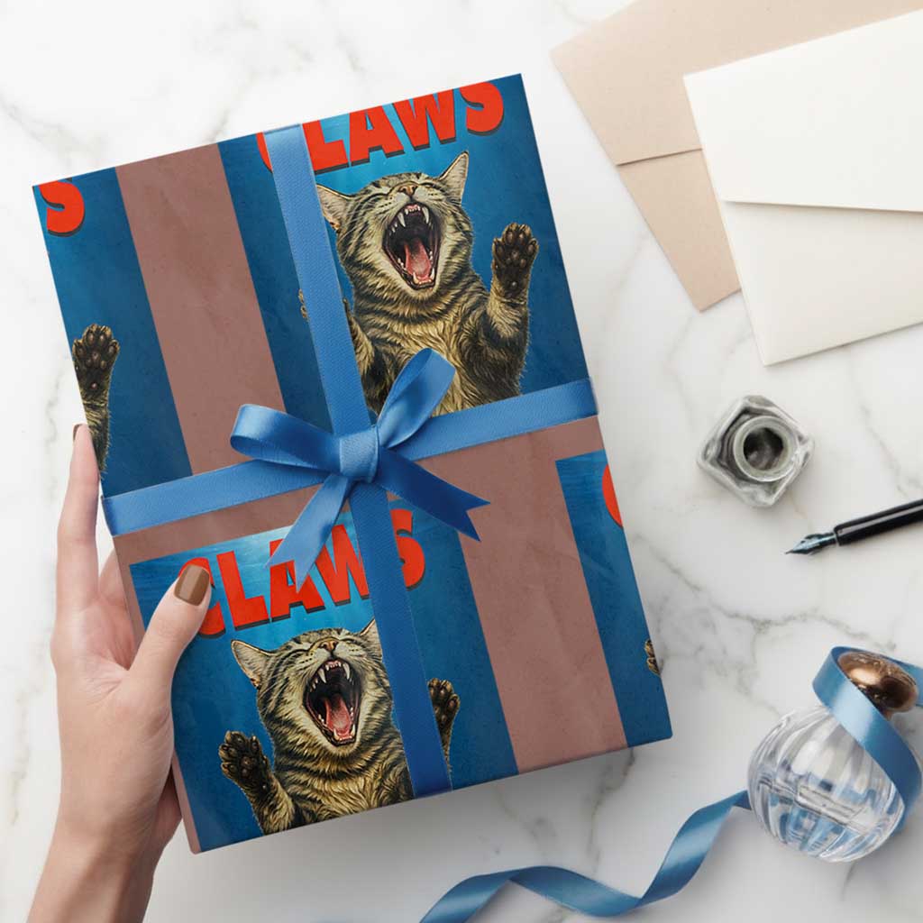 Funny Claws Cat Wrapping Paper Roll Horror Movie Parody - Wonder Print Shop