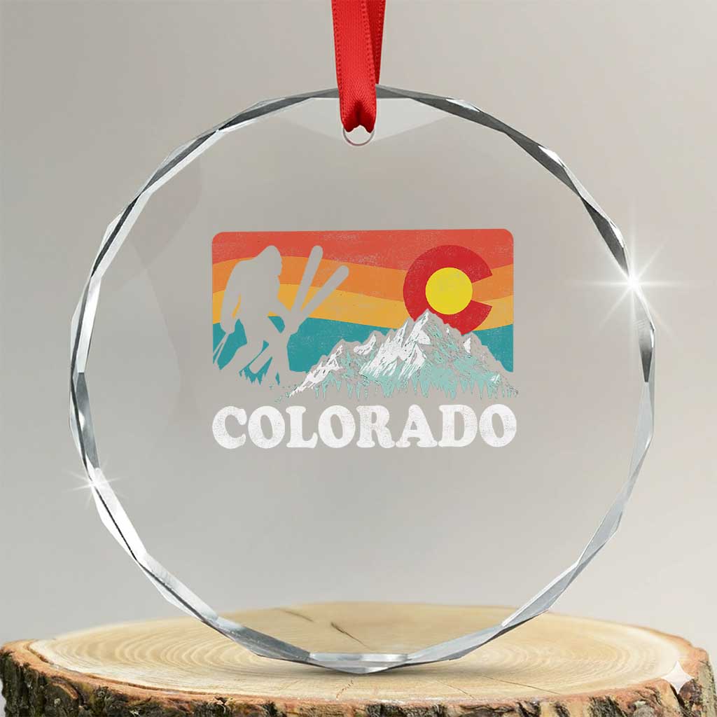 Funny Colorado Skiing Bigfoot Snow Mountain Winter Sport Crystal Glass Ornament - Wonder Print Shop