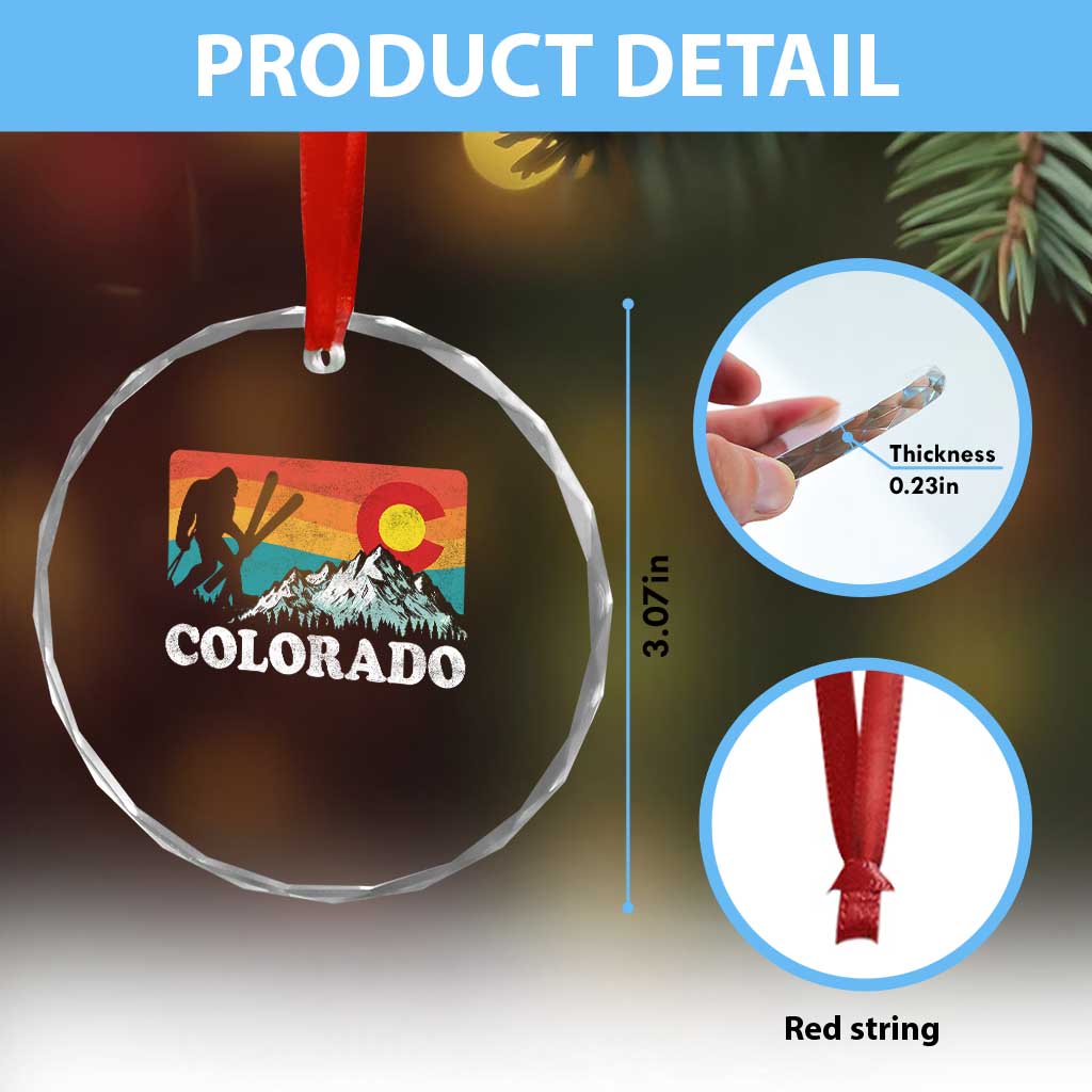 Funny Colorado Skiing Bigfoot Snow Mountain Winter Sport Crystal Glass Ornament - Wonder Print Shop