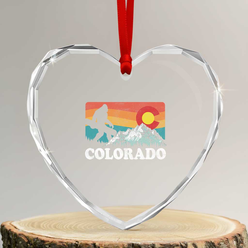 Funny Colorado Snowboarding Bigfoot Mountain Winter Sport Heart Crystal Glass Ornament - Wonder Print Shop