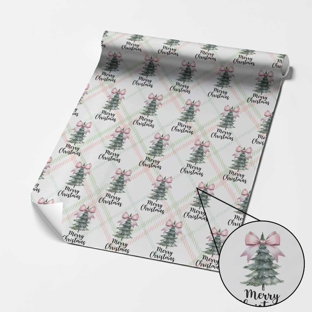 Funny Coquette Merry Christmas Wrapping Paper Roll Pink Bow Xmas Tree - Wonder Print Shop