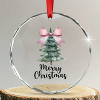 Funny Coquette Merry Xmas Crystal Glass Ornament Pink Bow Xmas Tree TS11