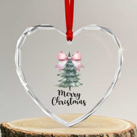 Funny Coquette Merry Xmas Heart Crystal Glass Ornament Pink Bow Xmas Tree - Wonder Print Shop