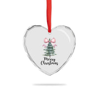 Funny Coquette Merry Xmas Heart Crystal Glass Ornament Pink Bow Xmas Tree - Wonder Print Shop