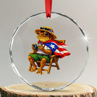 Funny Coqui Frog Puerto Rico Flag Crystal Glass Ornament Puerto Rican Taino Boricua Hispanic