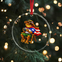Funny Coqui Frog Puerto Rico Flag Crystal Glass Ornament Puerto Rican Taino Boricua Hispanic