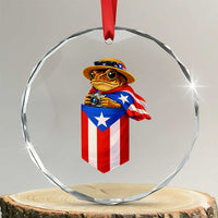 Funny Coqui Frog Puerto Rico Flag Crystal Glass Ornament Puerto Rican Taino Buricua Borinquen