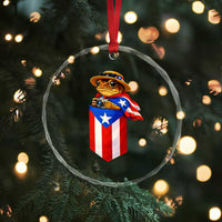 Funny Coqui Frog Puerto Rico Flag Crystal Glass Ornament Puerto Rican Taino Buricua Borinquen