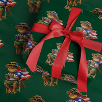 Funny Coqui Frog Puerto Rico Flag Wrapping Paper Roll Puerto Rican Taino Boricua Hispanic