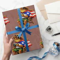 Funny Coqui Frog Puerto Rico Flag Wrapping Paper Roll Puerto Rican Taino Boricua Hispanic