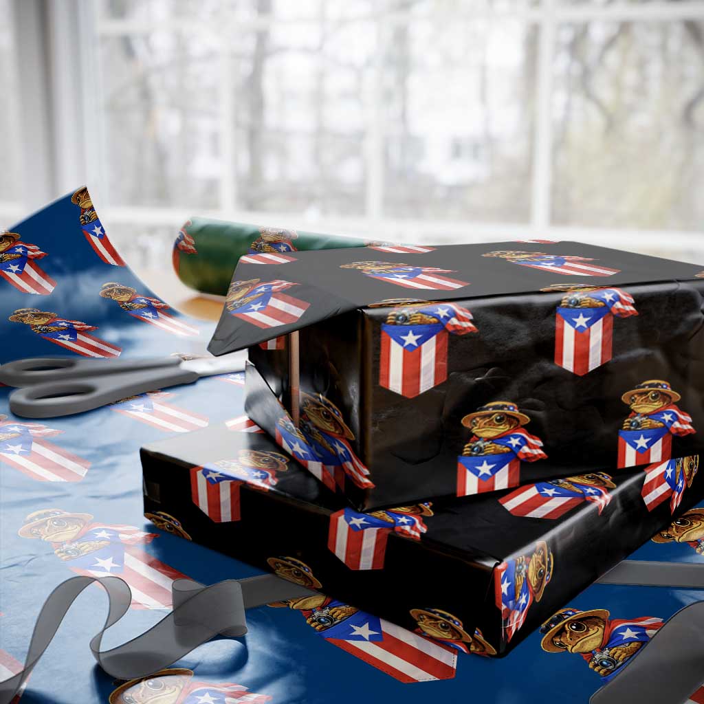Funny Coqui Frog Puerto Rico Flag Wrapping Paper Roll Puerto Rican Taino Buricua Borinquen