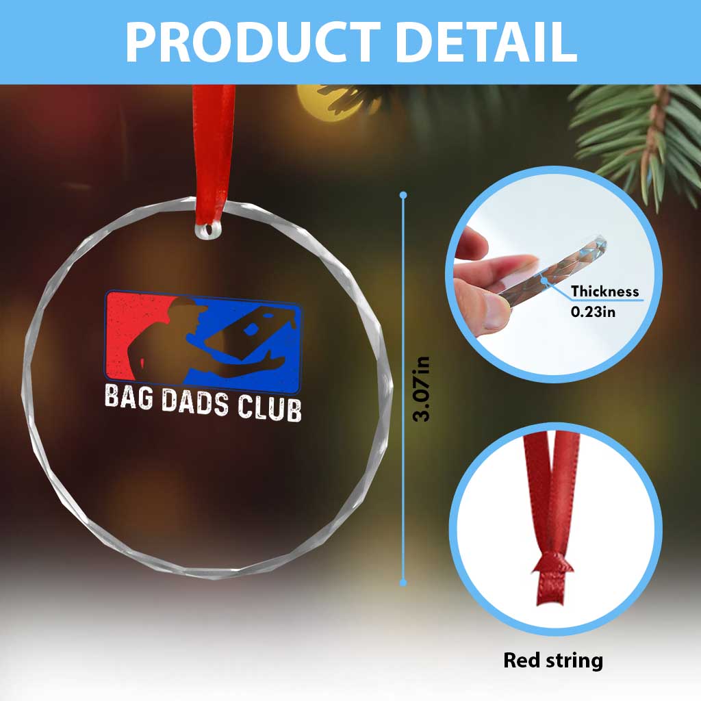 Funny Cornhole Bag Dads Club Crystal Glass Ornament