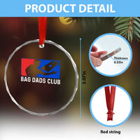 Funny Cornhole Bag Dads Club Crystal Glass Ornament
