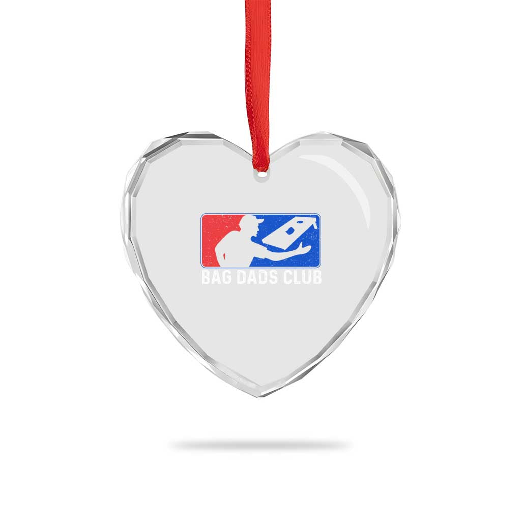 Funny Cornhole Bag Dads Club Heart Crystal Glass Ornament