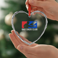Funny Cornhole Bag Dads Club Heart Crystal Glass Ornament