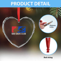 Funny Cornhole Bag Dads Club Heart Crystal Glass Ornament