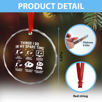 Funny Cornhole Lover Crystal Glass Ornament Things I Do In My Spare Time Bean Bag Toss Game